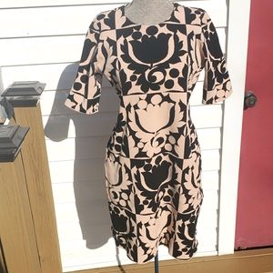 Ann Taylor Pink/Black Floral Sweater Dress Sz L